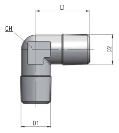 Фитинг угловой RA 35 - размеры